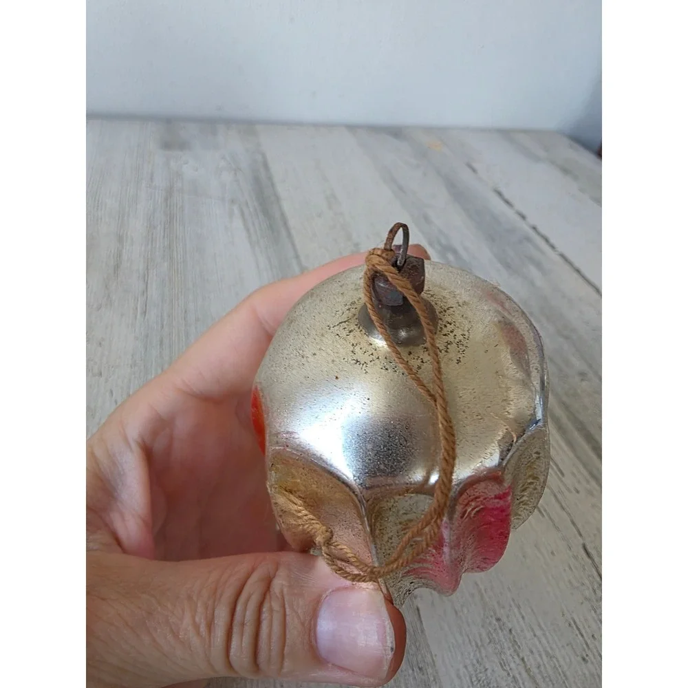 Antique indent parachute rainbow ornament Xmas tree pink red